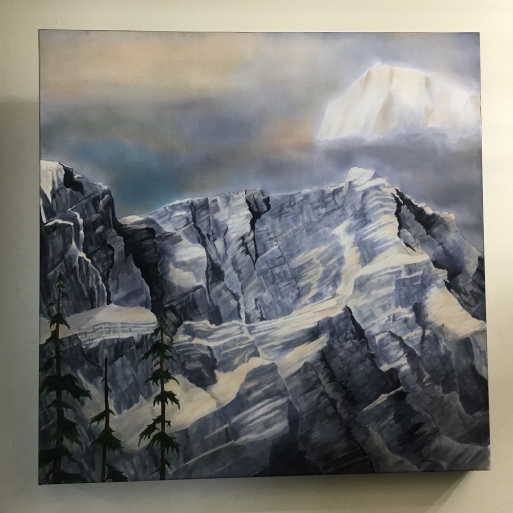Dye on Silk “Rocky Mountain Dawn #2” painting by Joy Brown